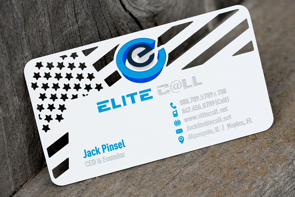 Product design example: White card with sample brand artwork