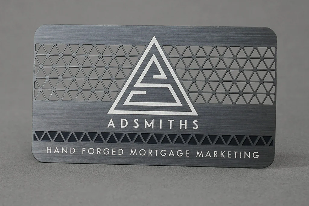Product design example: Gunmetal card with sample brand artwork