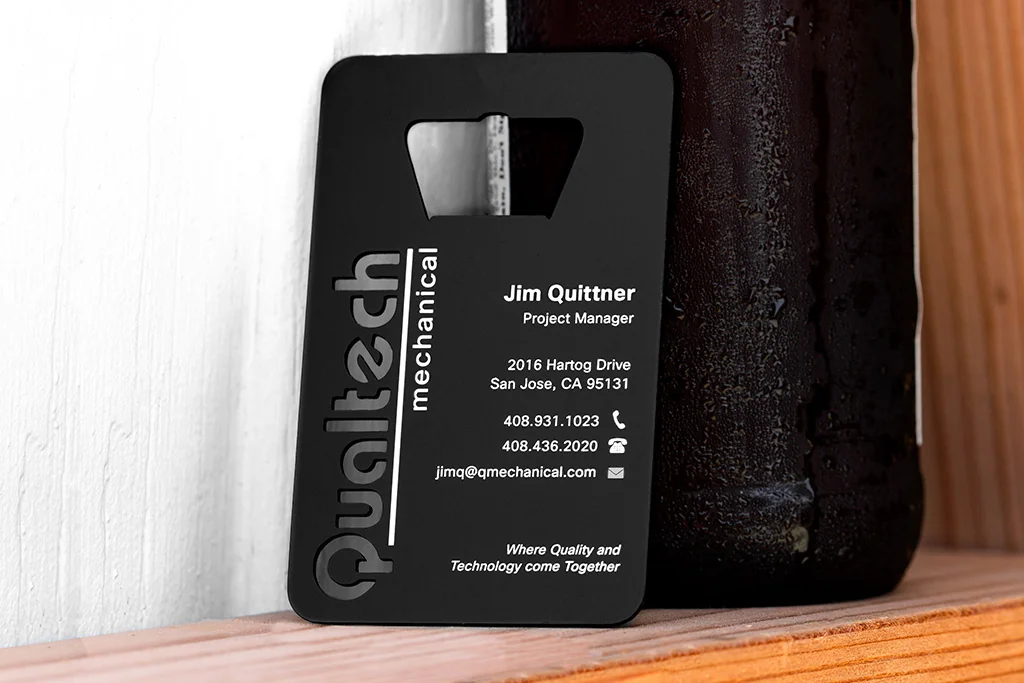 Product design example: Bottle Opener card with sample brand artwork