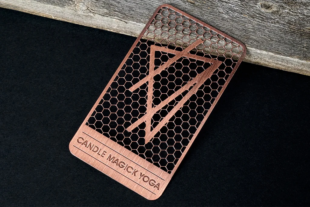 Product design example: Copper Finish card with sample brand artwork
