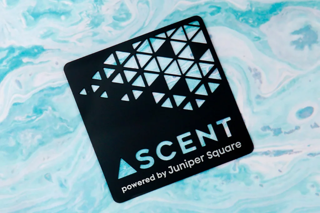 Product design example: Square Format card with sample brand artwork